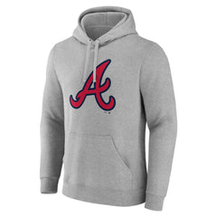 Atlanta Braves Official Logo Fitted Pullover Hoodie - Heather Gray