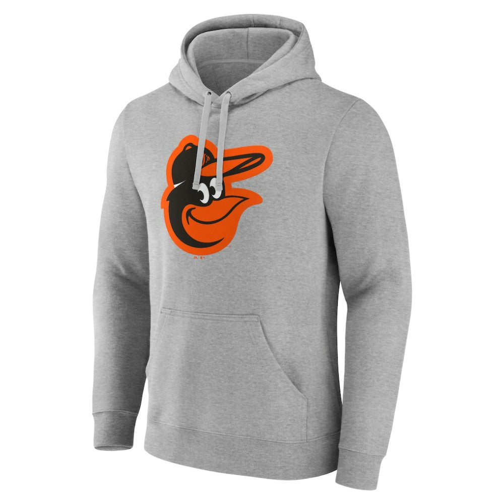 Baltimore Orioles Official Logo Fitted Pullover Hoodie - Heather Gray