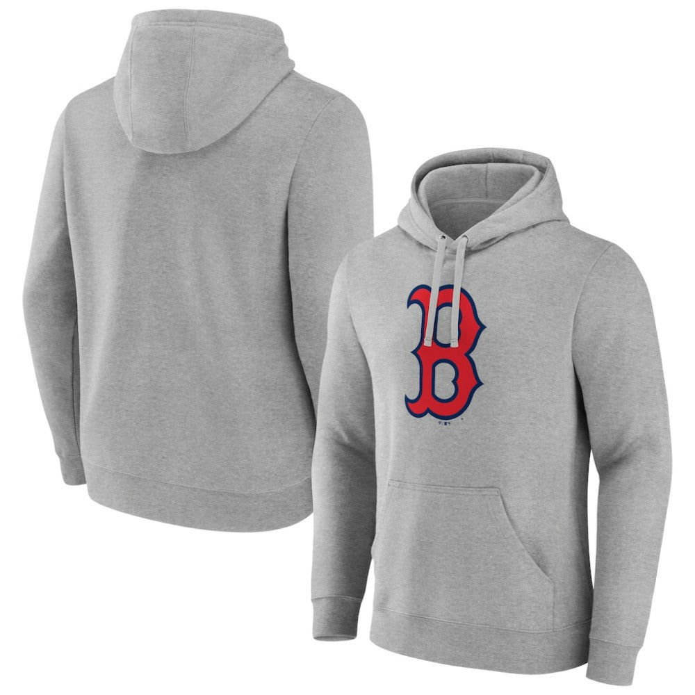 Boston Red Sox Official Logo Fitted Pullover Hoodie - Heather Gray