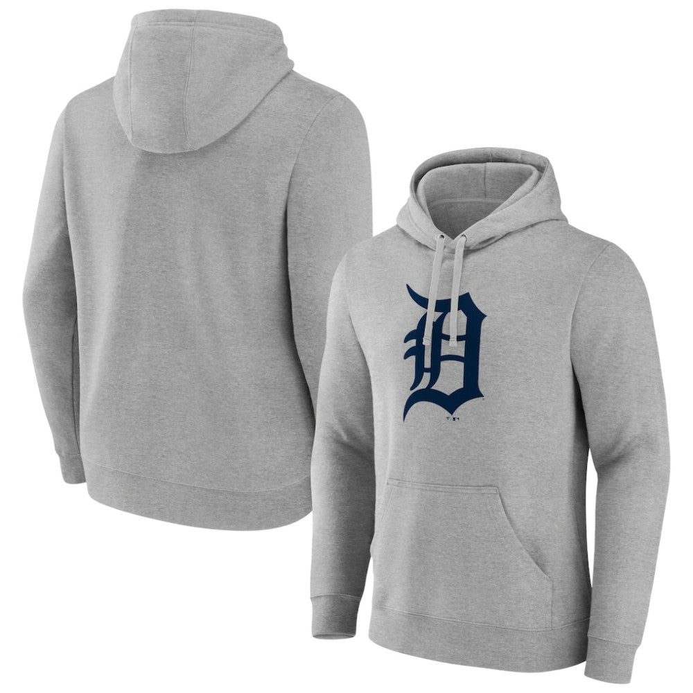 Detroit Tigers Official Logo Fitted Pullover Hoodie - Heather Gray