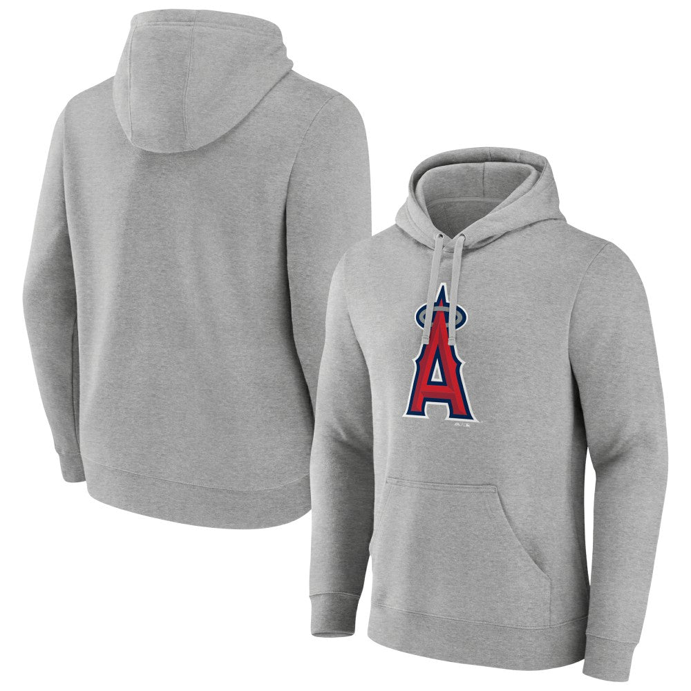 Los Angeles Angels Official Logo Fitted Pullover Hoodie - Heather Gray