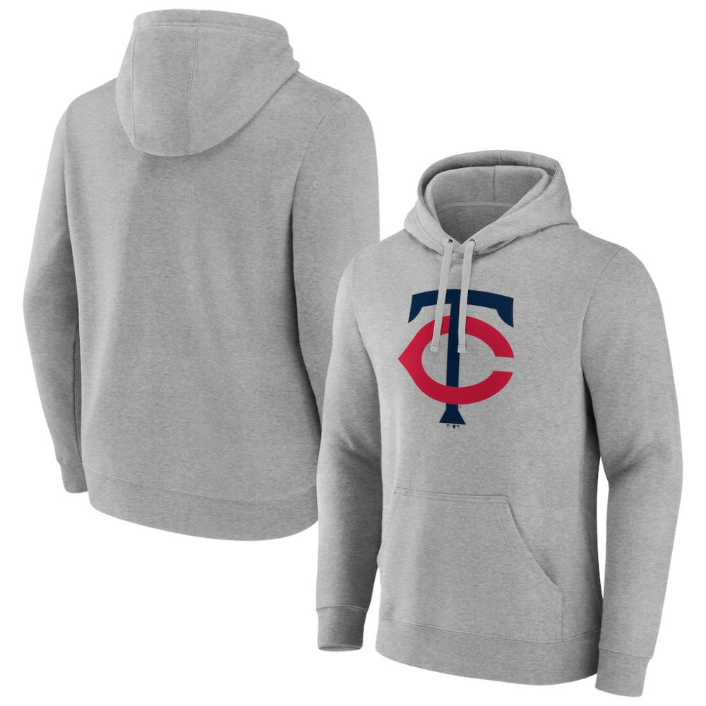 Minnesota Twins Official Logo Fitted Pullover Hoodie - Heather Gray