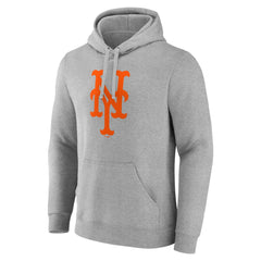 New York Mets Official Logo Fitted Pullover Hoodie - Heather Gray
