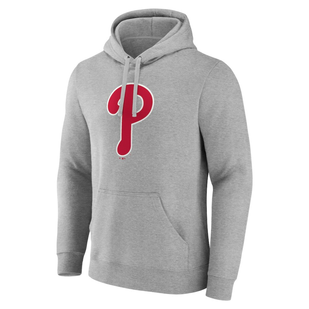 Philadelphia Phillies Official Logo Fitted Pullover Hoodie - Heather Gray