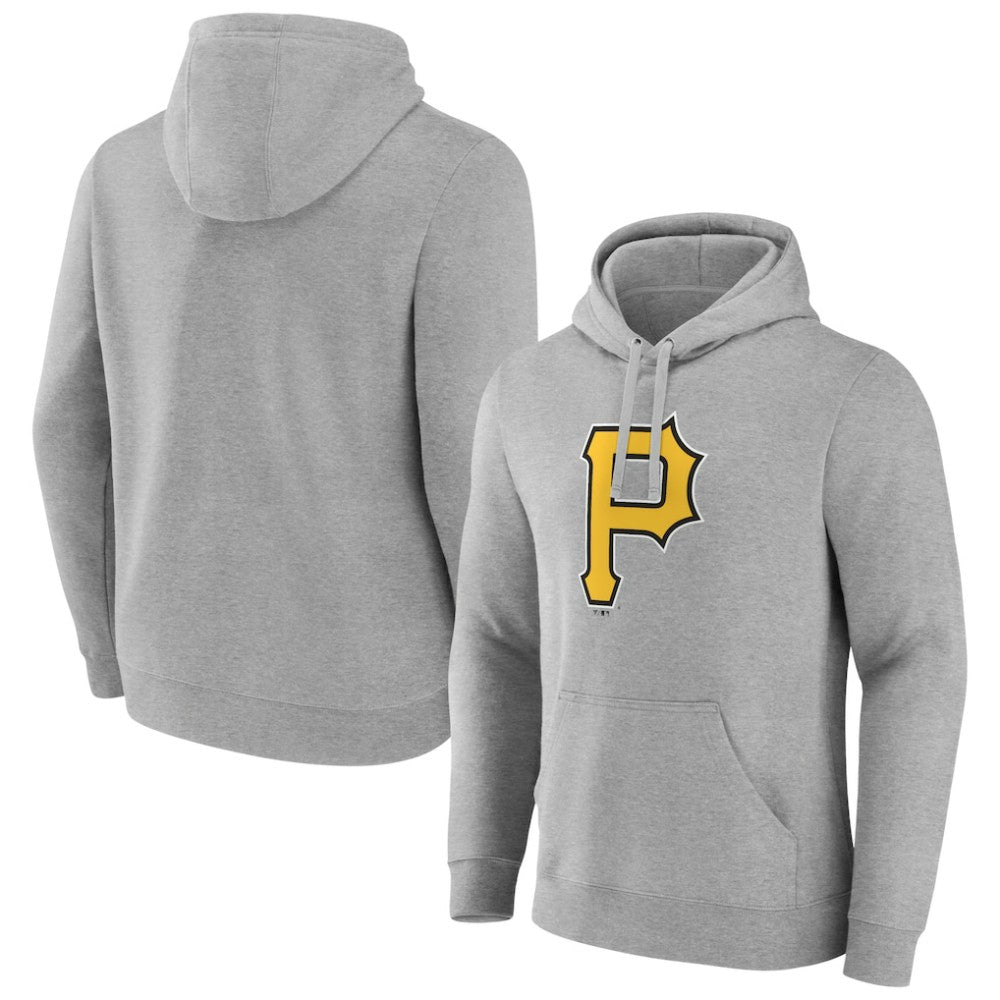 Pittsburgh Pirates Official Logo Fitted Pullover Hoodie - Heather Gray