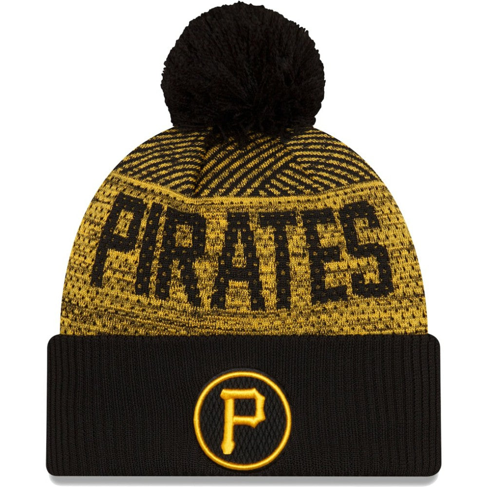 Pittsburgh Pirates Authentic Collection Sport Cuffed Knit Hat with Pom - Black | New Era