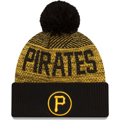 Pittsburgh Pirates Authentic Collection Sport Cuffed Knit Hat with Pom - Black | New Era