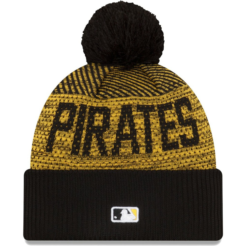 Pittsburgh Pirates Authentic Collection Sport Cuffed Knit Hat with Pom - Black | New Era