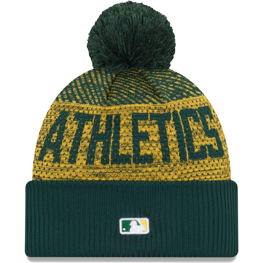 Athletics Authentic Collection Sport Cuffed Knit Hat with Pom - Green | New Era