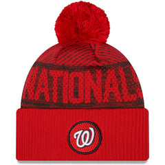 Washington Nationals Authentic Collection Sport Cuffed Knit Hat with Pom - Red | New Era