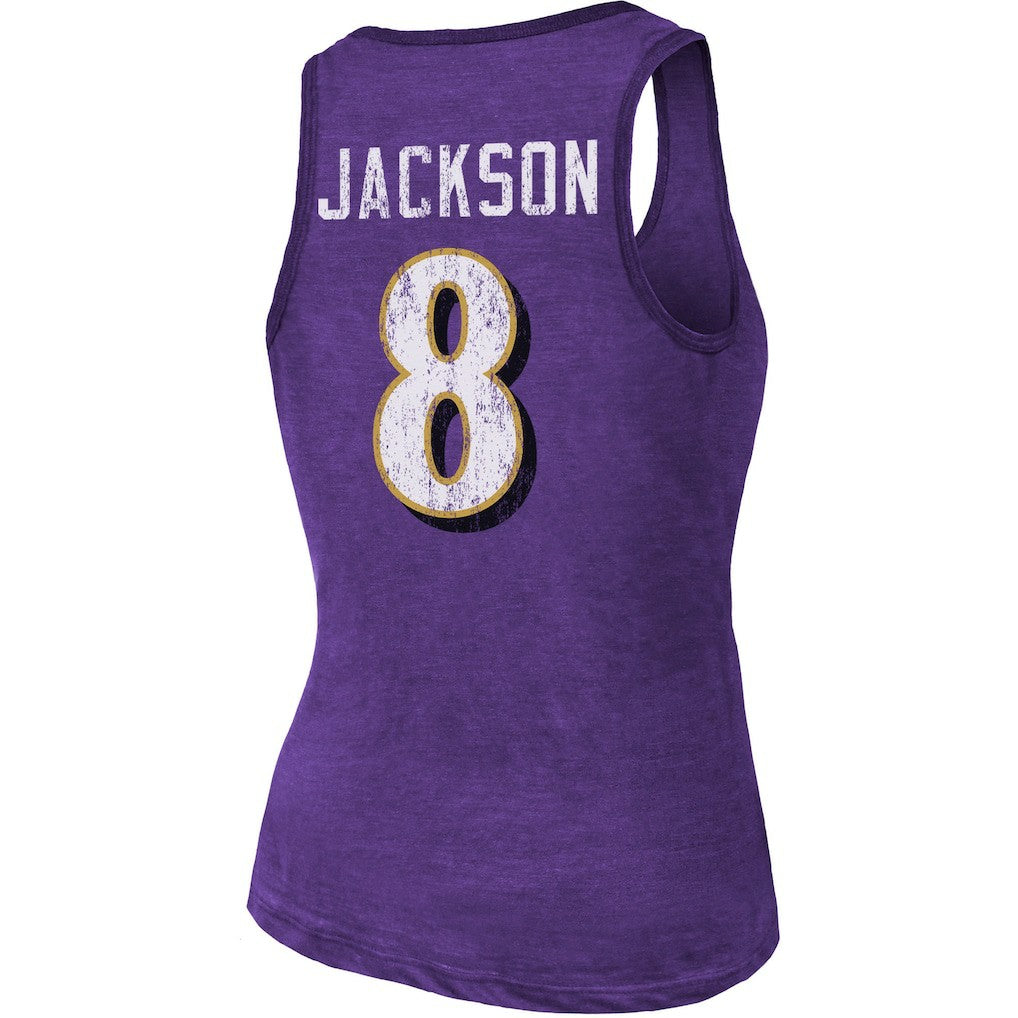 NFL Baltimore Ravens Lamar Jackson  Majestic Threads Women's Name & Number Tri-Blend Tank Top