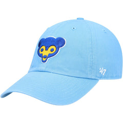 Chicago Cubs Logo Cooperstown Collection Clean Up Adjustable Hat - Light Blue | 47 brand