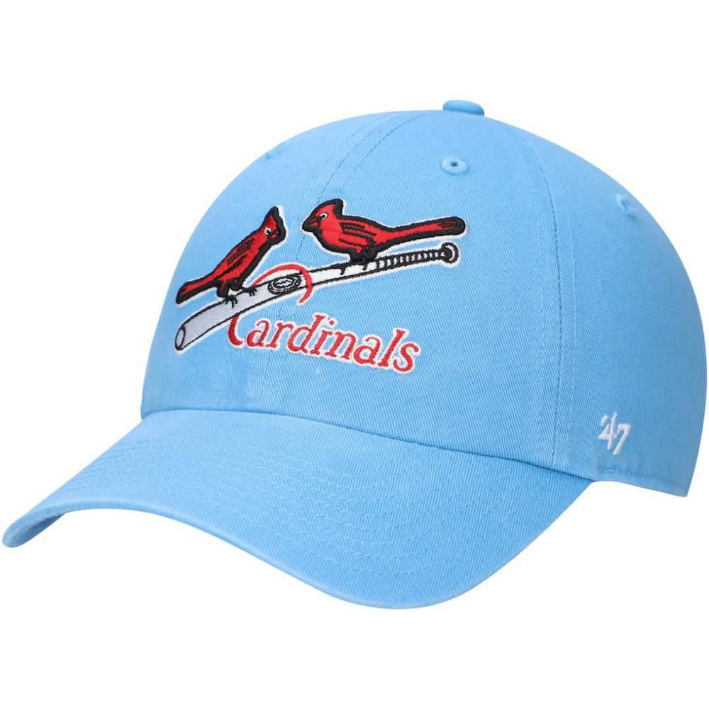 St. Louis Cardinals Logo Cooperstown Collection Clean Up Adjustable Hat - Light Blue | 47 brand