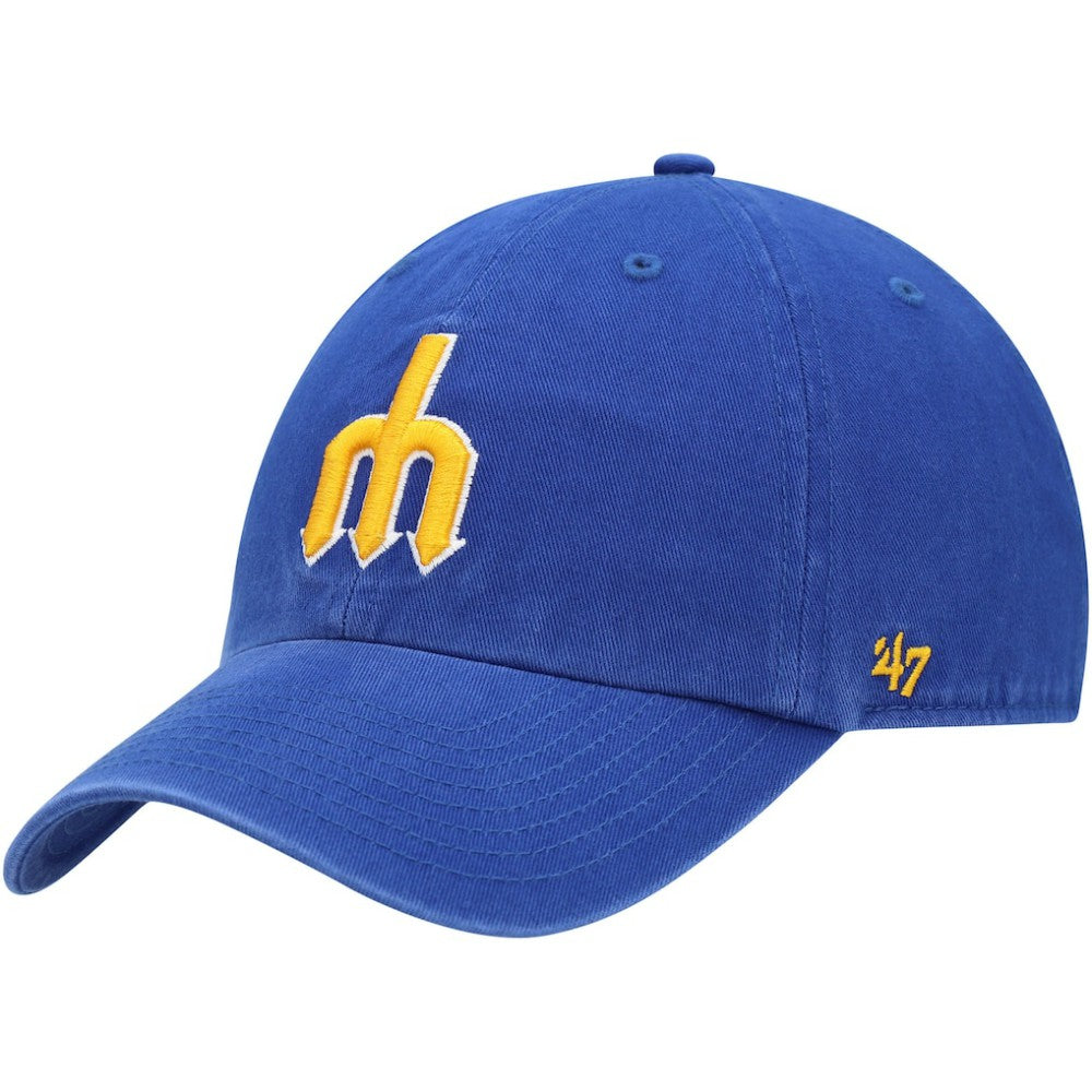 Seattle Mariners 1977 Logo Cooperstown Collection Clean Up Adjustable Hat - Royal | 47 brand