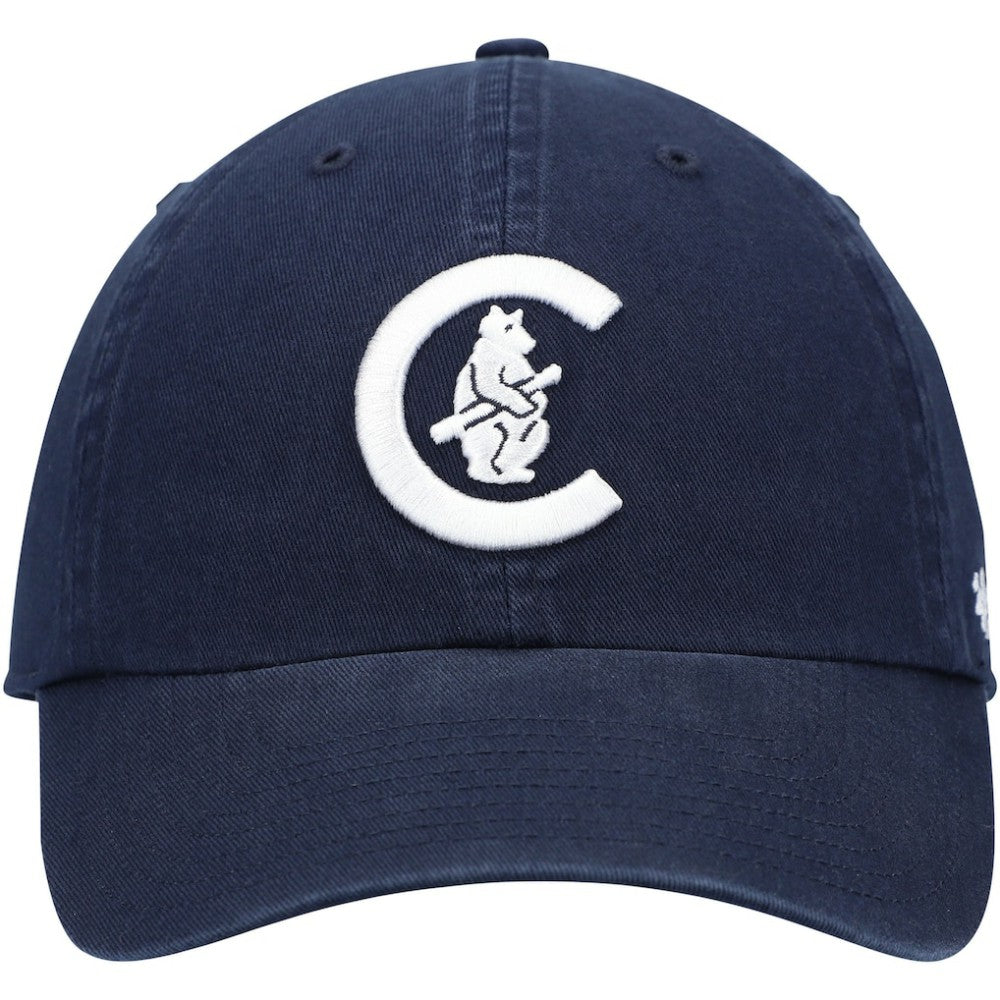 Chicago Cubs C Bear Logo Cooperstown Collection Clean Up Adjustable Hat - Navy | 47 brand
