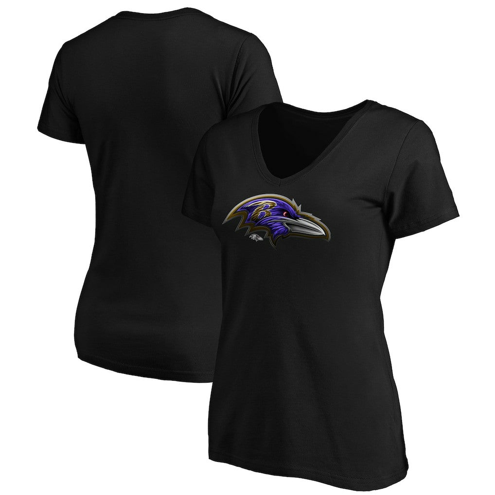 NFL Baltimore Ravens Women's Midnight Mascot Logo V-Neck T-Shirt