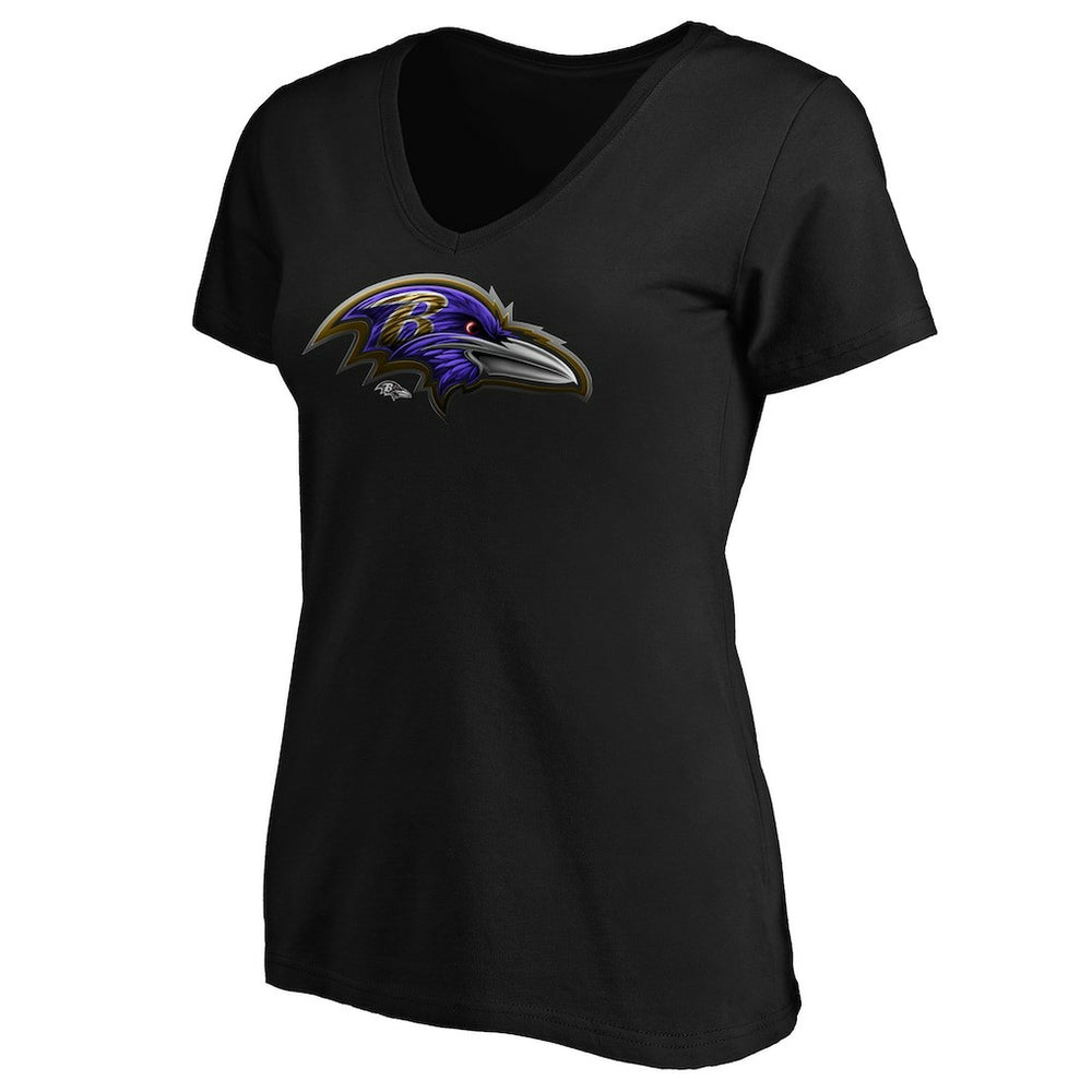 NFL Baltimore Ravens Women's Midnight Mascot Logo V-Neck T-Shirt