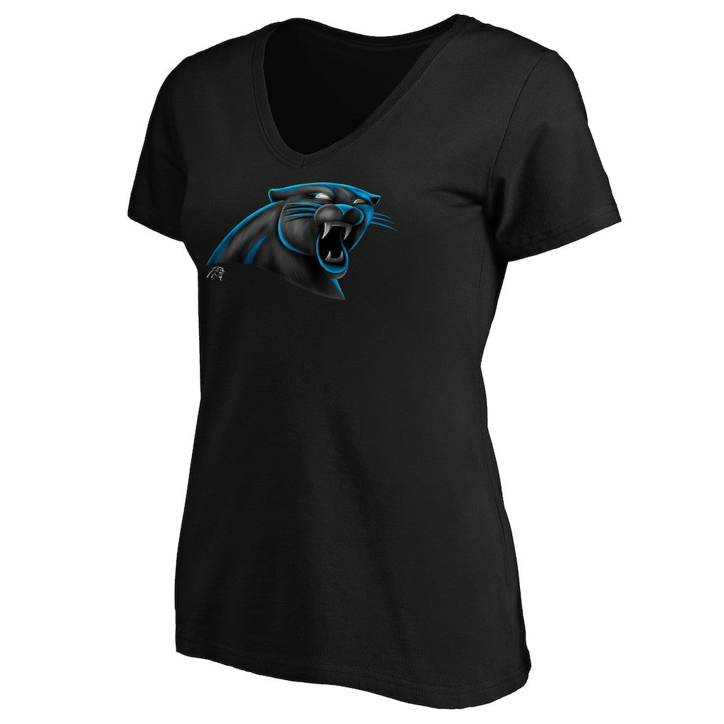 NFL Carolina Panthers Women's Midnight Mascot Logo V-Neck T-Shirt
