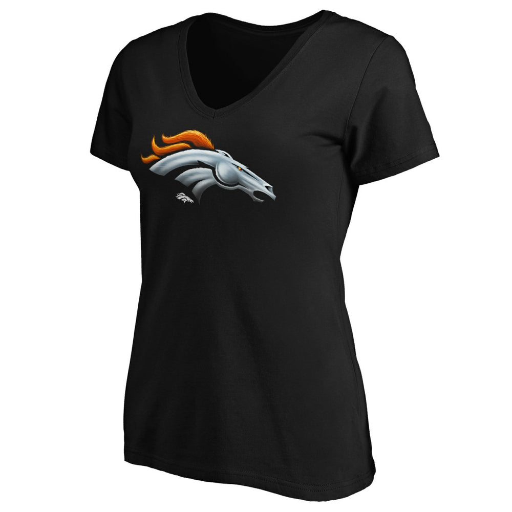 NFL Denver Broncos Women's Midnight Mascot Logo V-Neck T-Shirt
