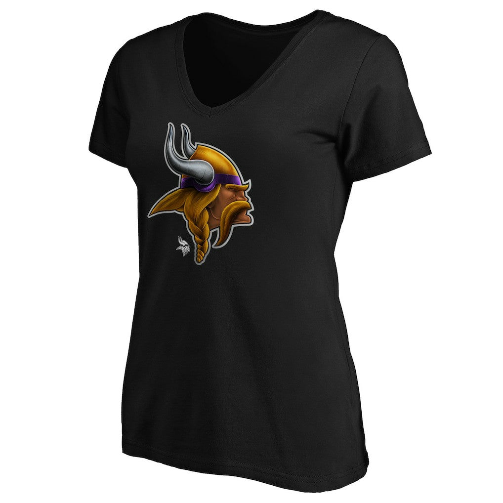 NFL Minnesota Vikings Women's Midnight Mascot Logo V-Neck T-Shirt