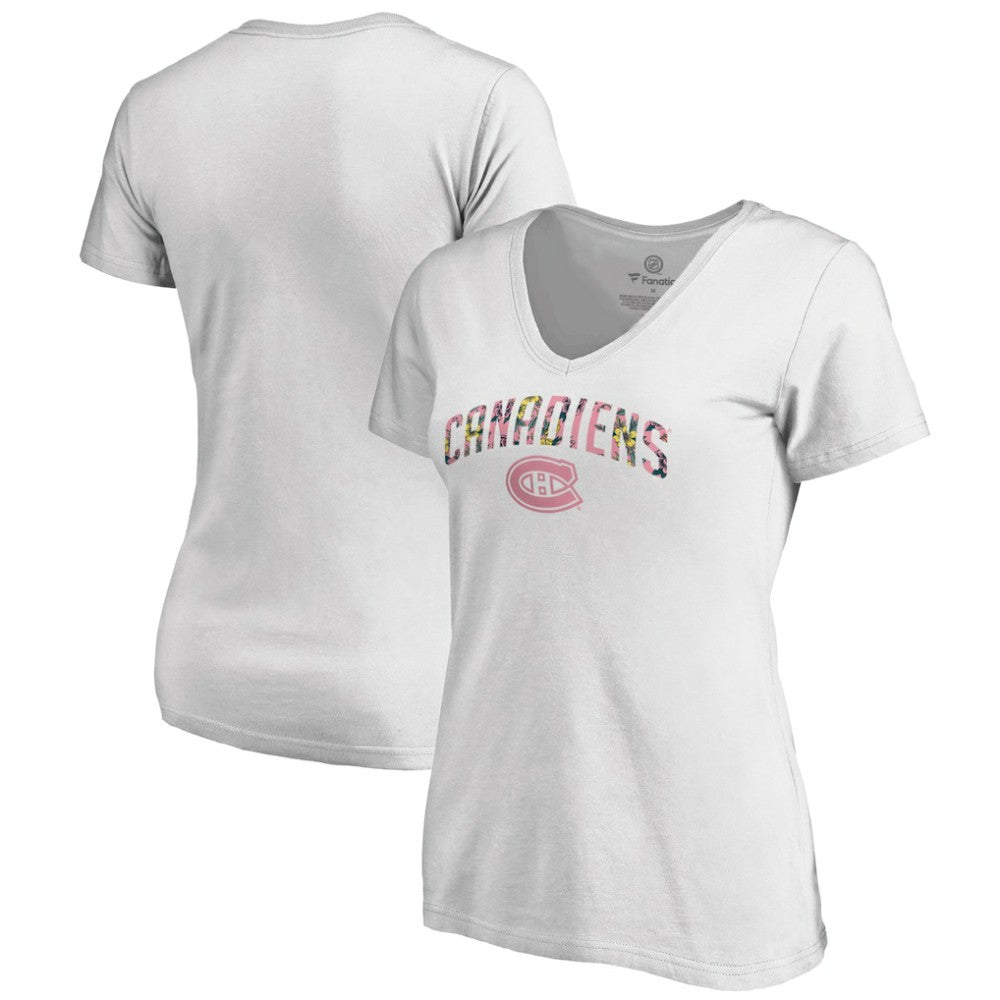 Montreal Canadiens Women's Floral Arched V-Neck T-Shirt