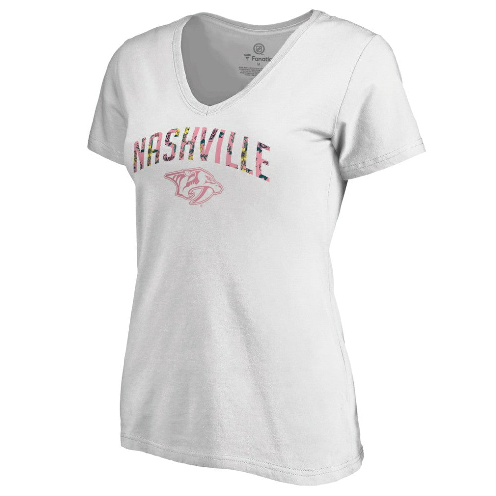 Nashville Predators Women's Floral Arched V-Neck T-Shirt