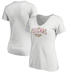 New Orleans Pelicans Women's Floral Arch V-Neck T-Shirt - White cheap