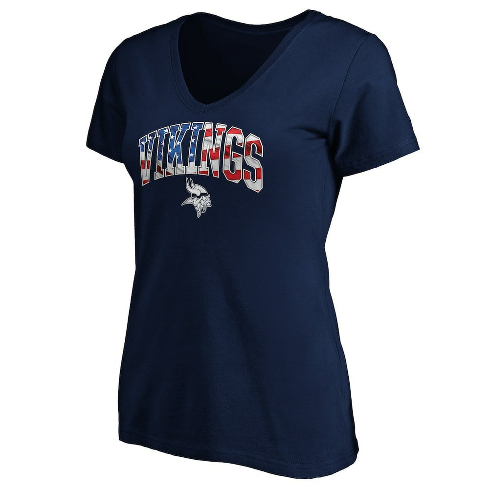NFL Minnesota Vikings Logo Women's Banner Wave V-Neck T-Shirt