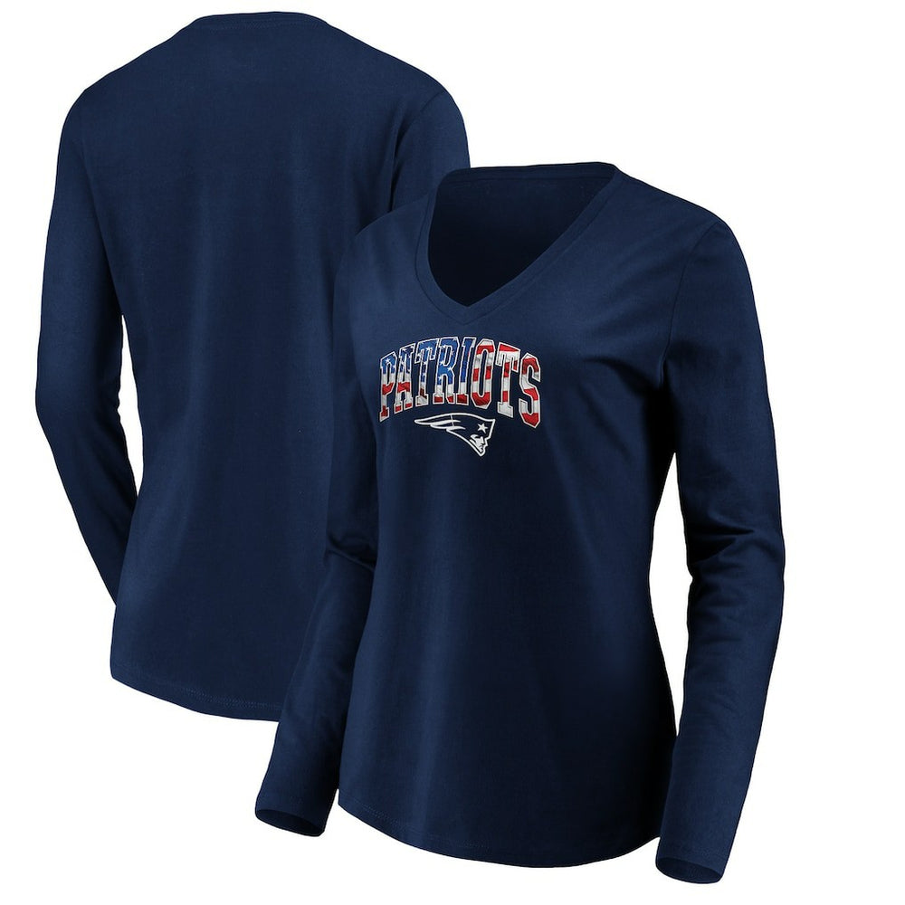 NFL New England Patriots Women's Banner Wave V-Neck Long Sleeve T-Shirt
