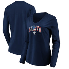 NFL New Orleans Saints Women's Banner Wave V-Neck Long Sleeve T-Shirt