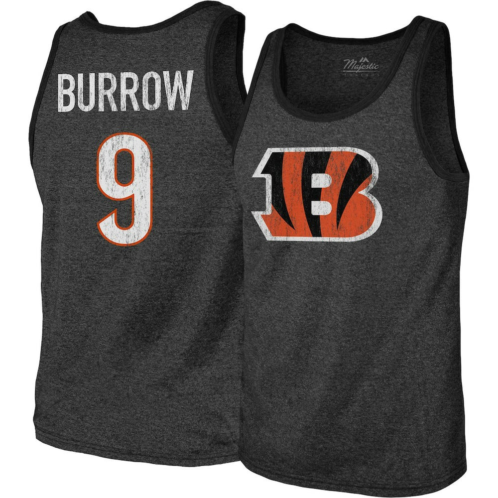 NFL Cincinnati Bengals Joe Burrow  Majestic Threads Name & Number Tri-Blend Tank Top
