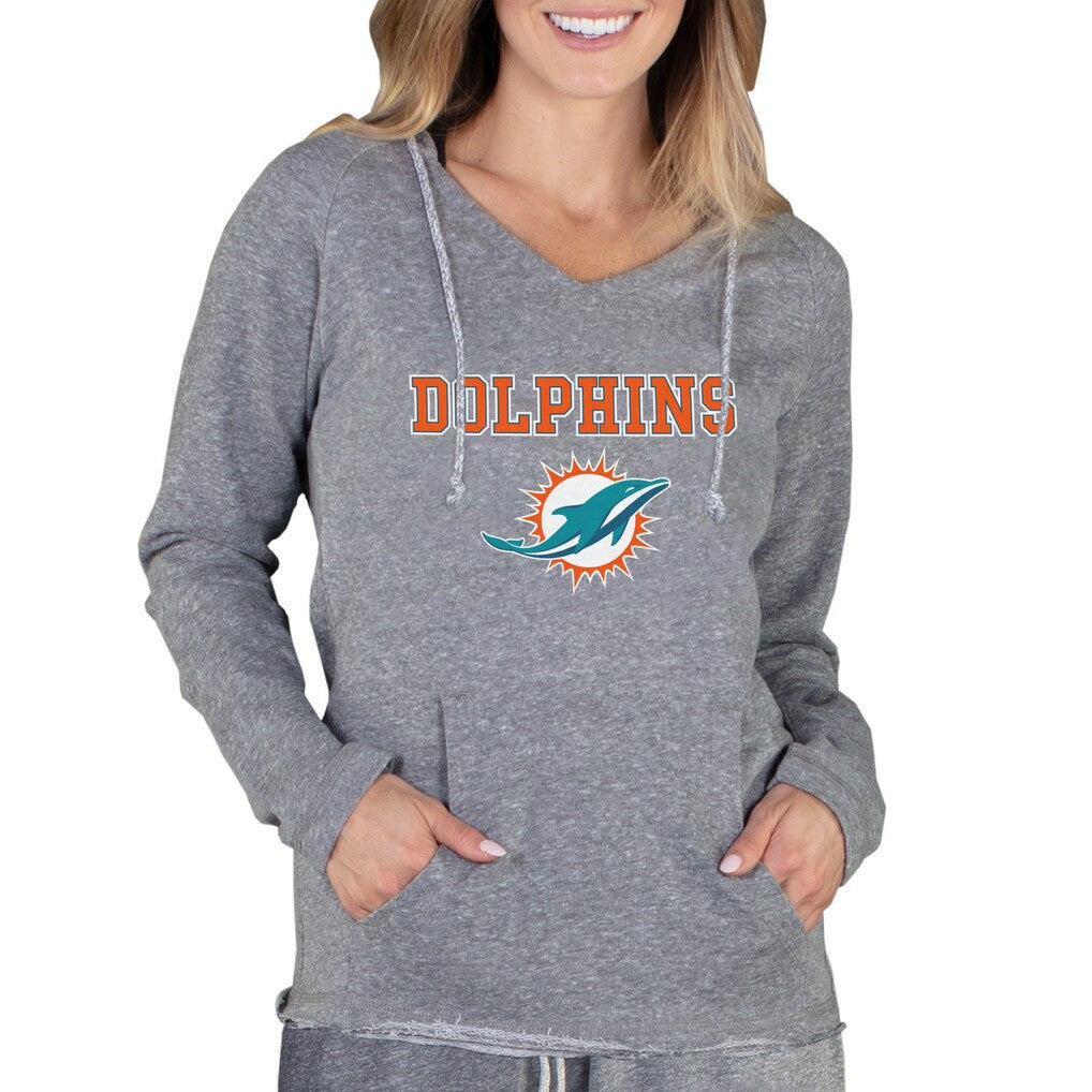 NFL Miami Dolphins Concepts Sport Women's Mainstream Tri-Blend Raglan Hoodie V-Neck Top