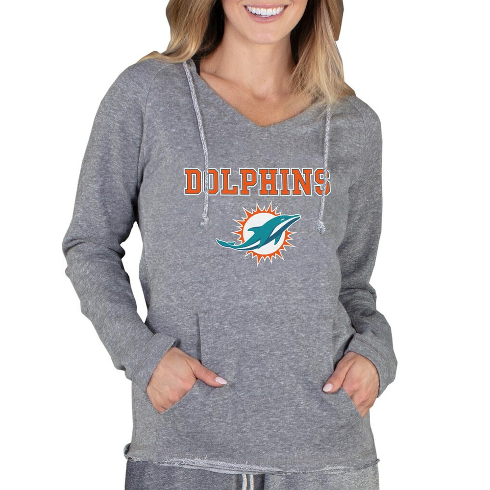 NFL Miami Dolphins Concepts Sport Women's Mainstream Tri-Blend Raglan Hoodie V-Neck Top