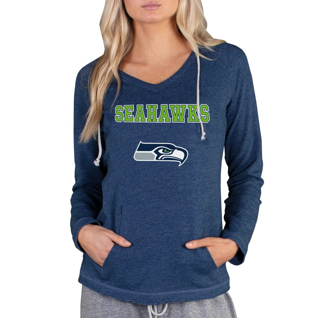 NFL Seattle Seahawks Concepts Sport Women's Mainstream Tri-Blend Raglan Hoodie V-Neck Top
