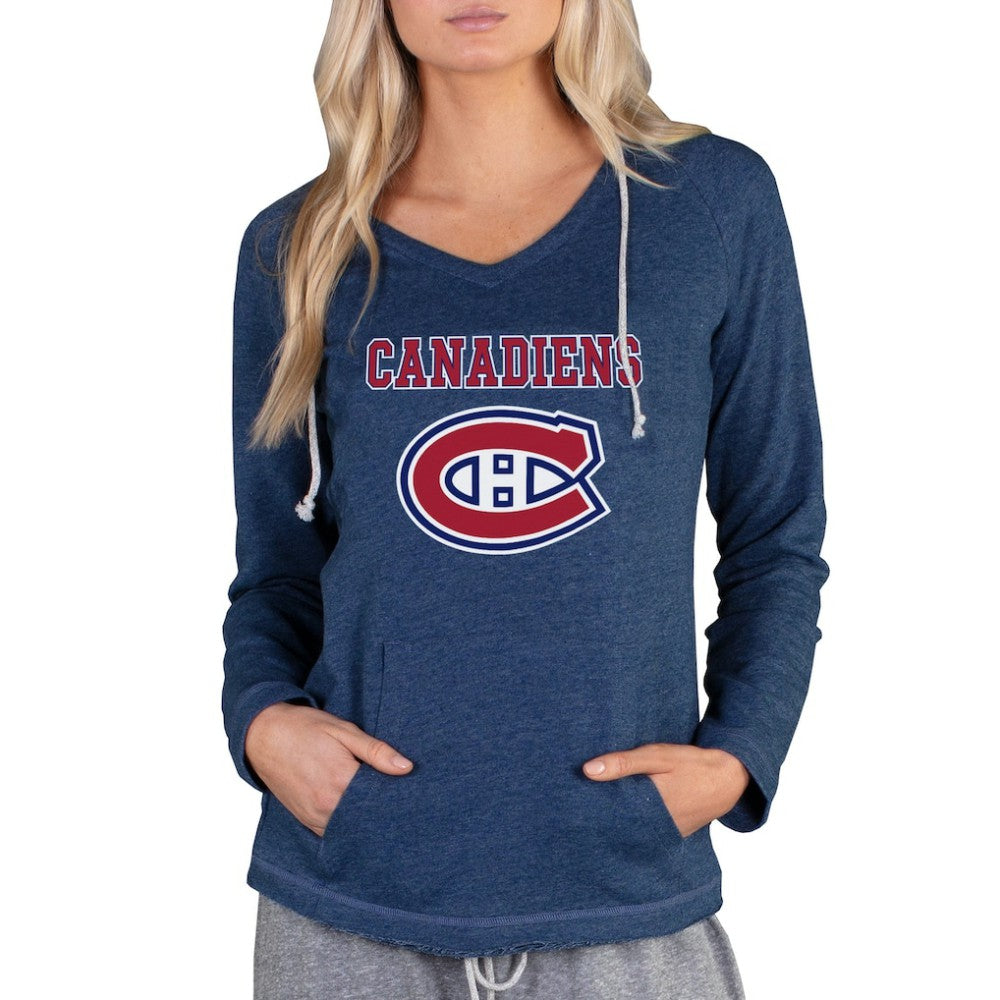 Montreal Canadiens Concepts Sport Women's Mainstream Terry Tri-Blend Long Sleeve Hooded Top