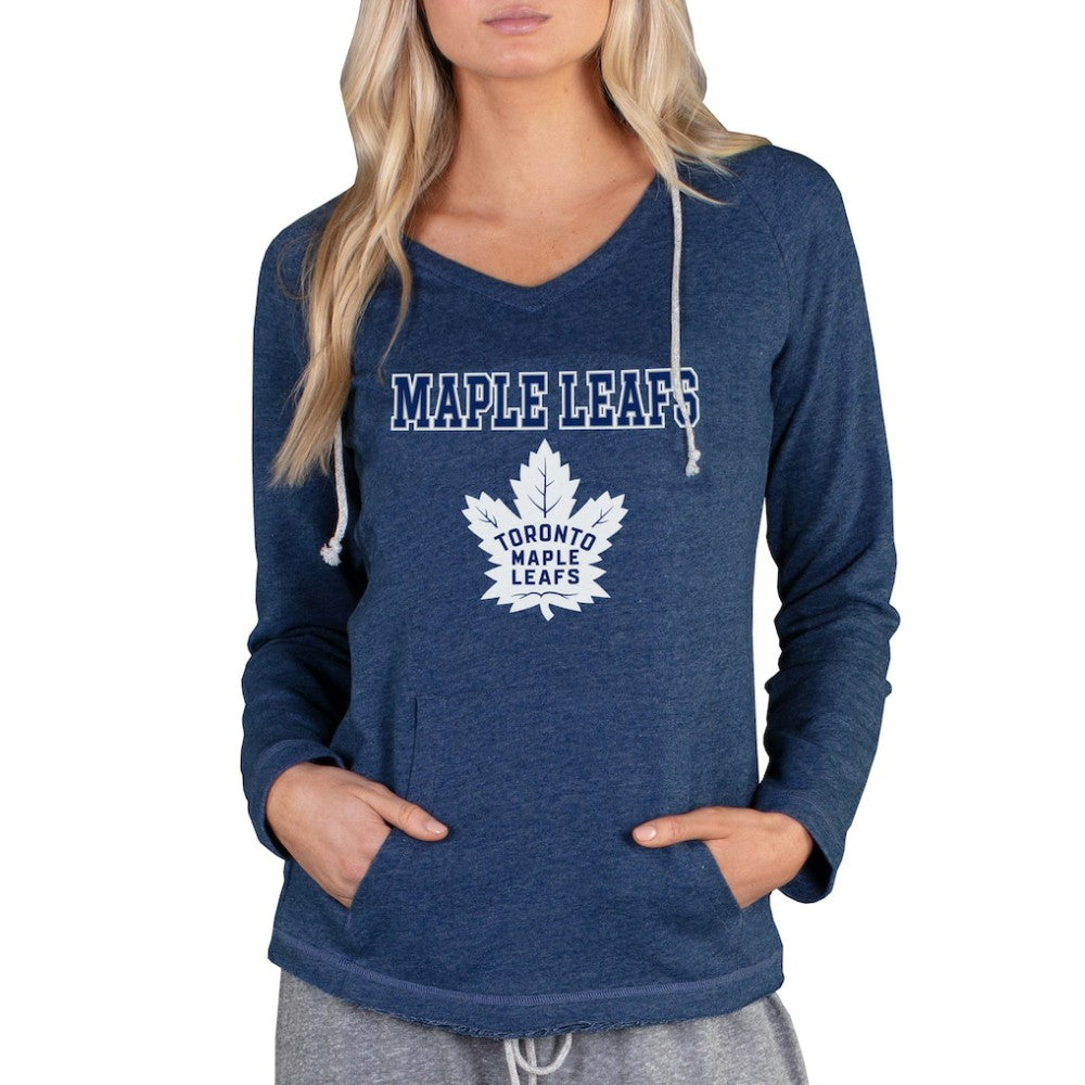 Toronto Maple Leafs Concepts Sport Women's Mainstream Terry Tri-Blend Long Sleeve Hooded Top