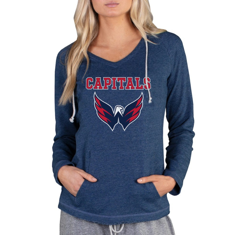 Washington Capitals Concepts Sport Women's Mainstream Terry Tri-Blend Long Sleeve Hooded Top