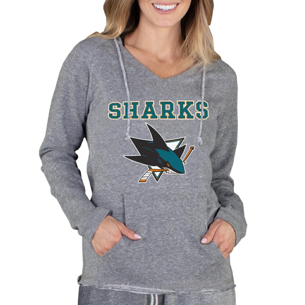 San Jose Sharks Concepts Sport Women's Mainstream Terry Tri-Blend Long Sleeve Hooded Top