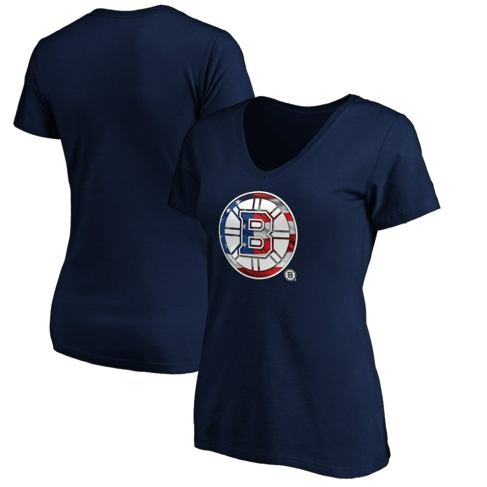 Boston Bruins Women's Banner Wave Logo V-Neck T-Shirt T-Shirt