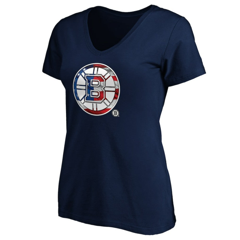 Boston Bruins Women's Banner Wave Logo V-Neck T-Shirt T-Shirt