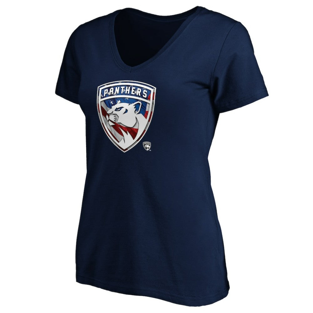 Florida Panthers Women's Banner Wave Logo V-Neck T-Shirt T-Shirt