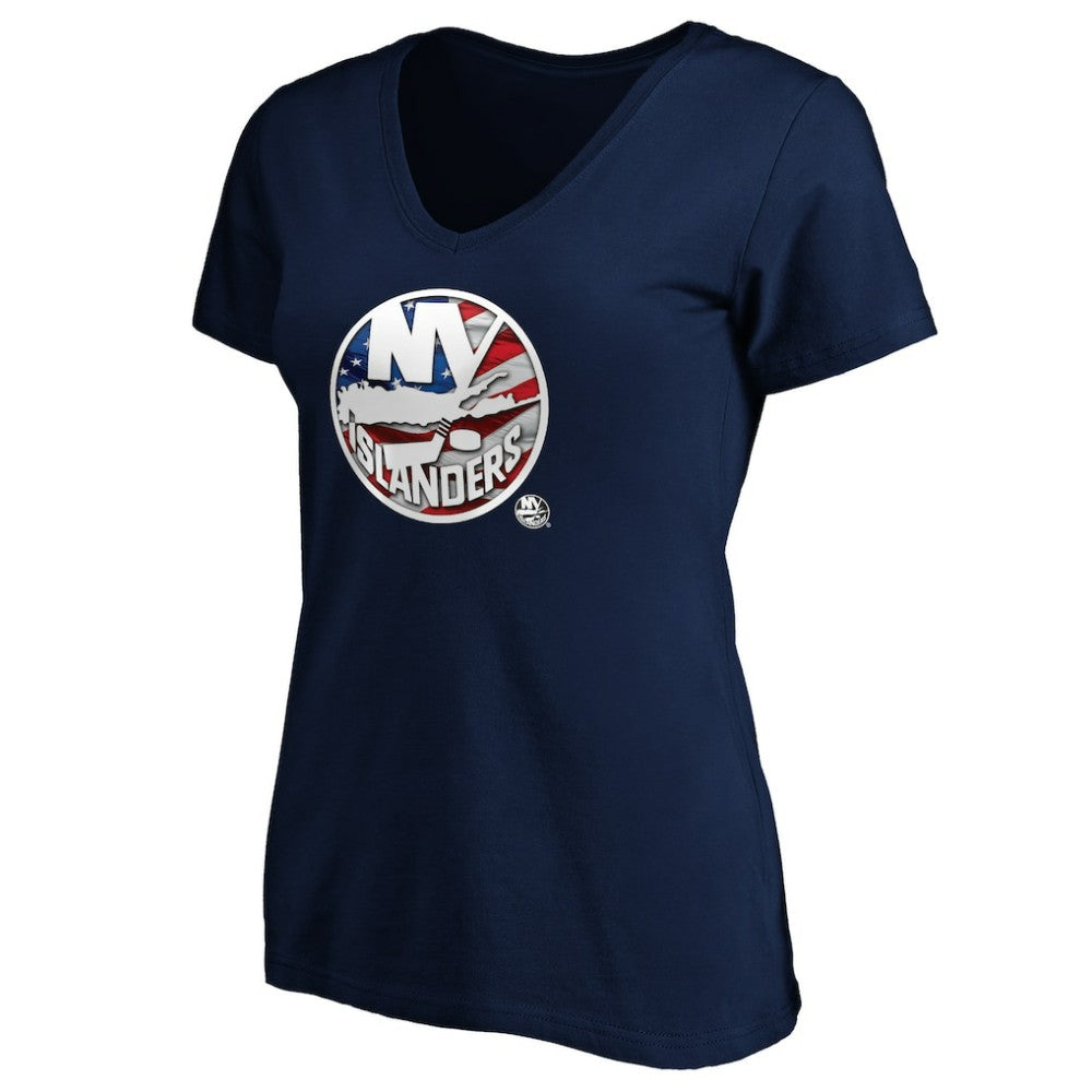 New York Islanders Women's Banner Wave Logo V-Neck T-Shirt T-Shirt