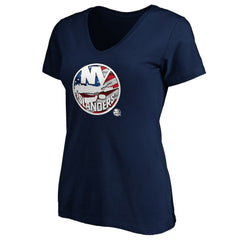 New York Islanders Women's Banner Wave Logo V-Neck T-Shirt T-Shirt