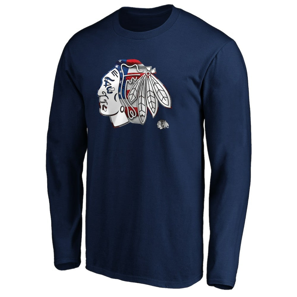 Chicago Blackhawks Banner Wave Logo Long Sleeve T-Shirt