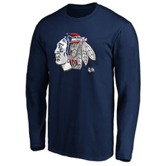 Chicago Blackhawks Banner Wave Logo Long Sleeve T-Shirt