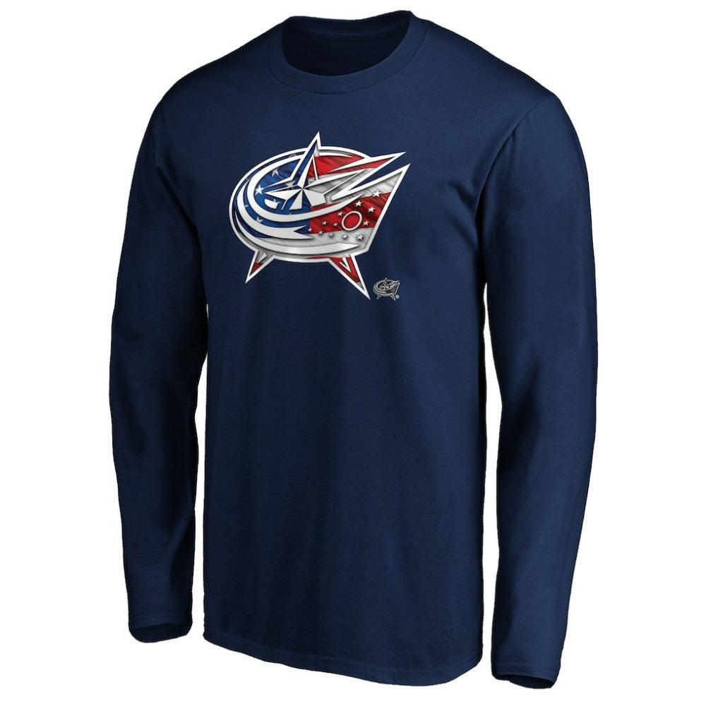 Columbus Blue Jackets Banner Wave Logo Long Sleeve T-Shirt