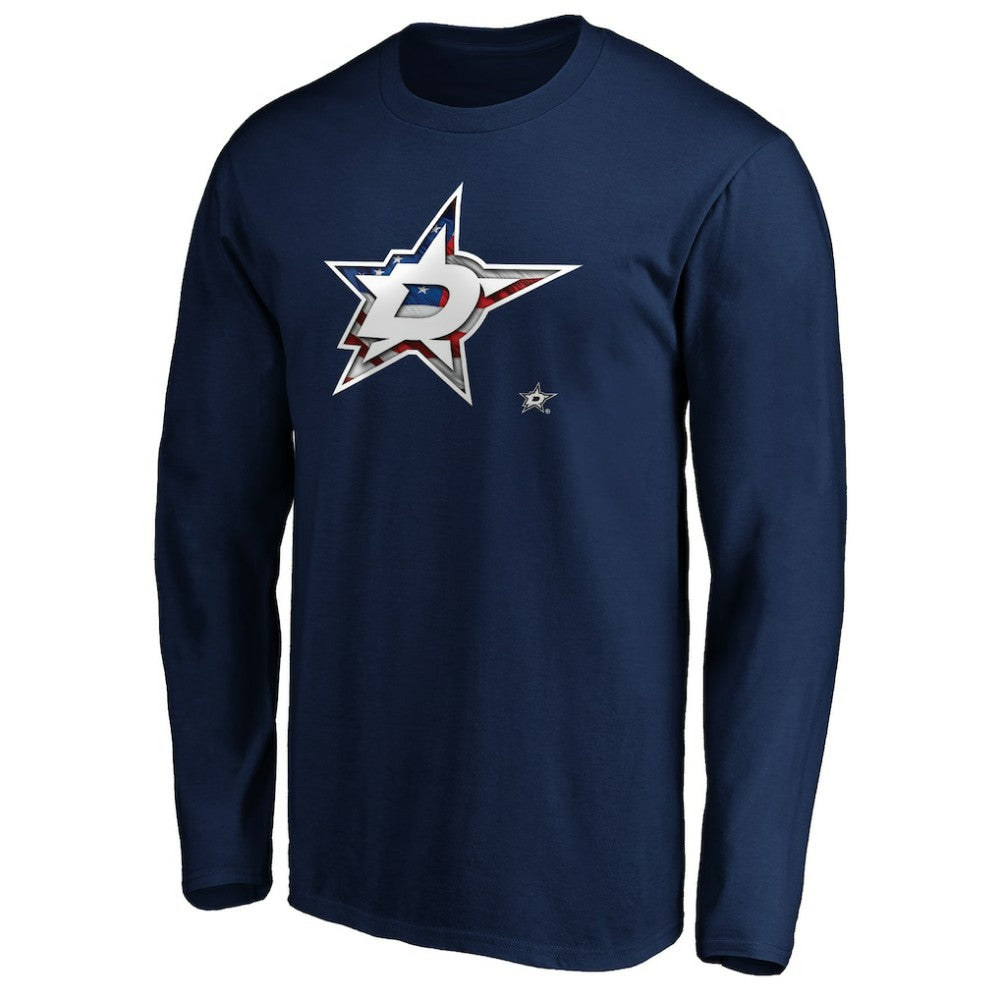 Dallas Stars Banner Wave Logo Long Sleeve T-Shirt