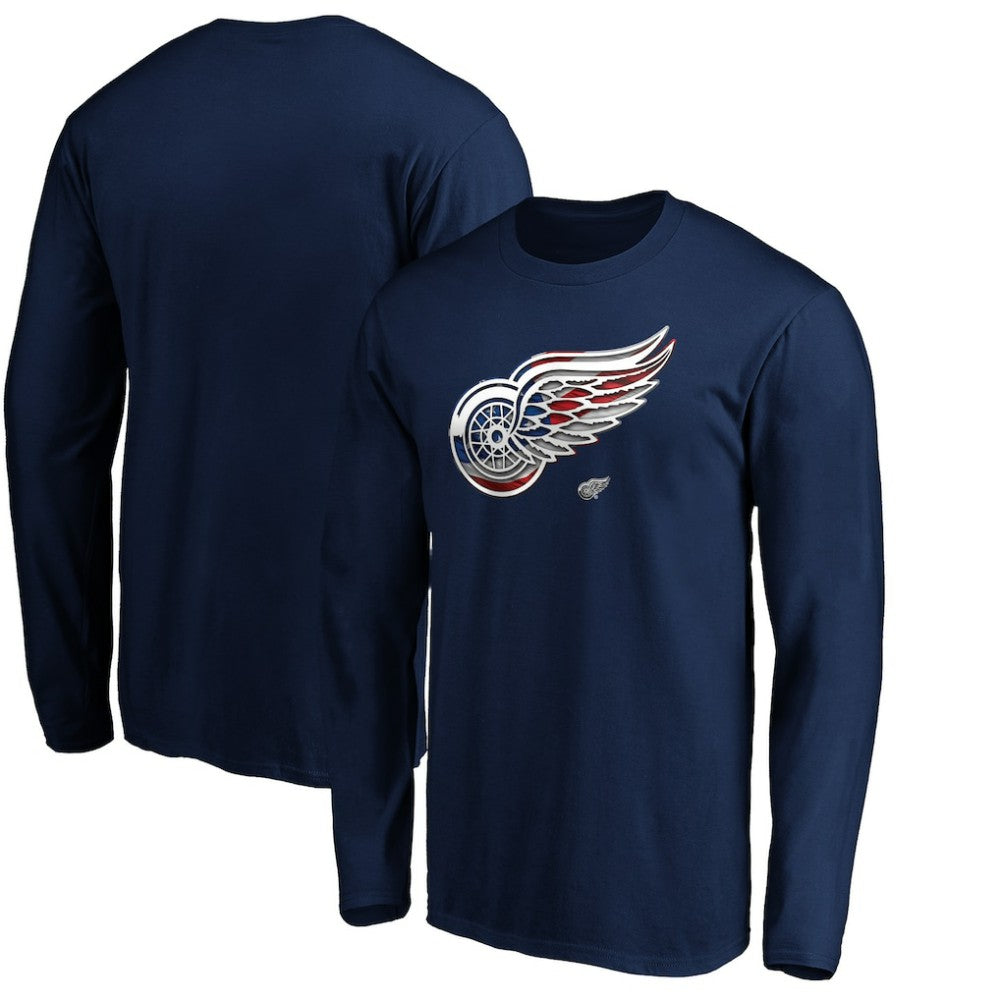 Detroit Red Wings Banner Wave Logo Long Sleeve T-Shirt