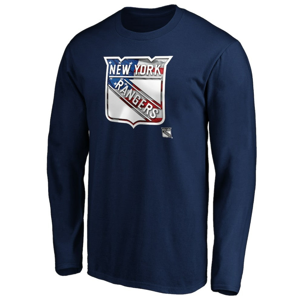 New York Rangers Banner Wave Logo Long Sleeve T-Shirt