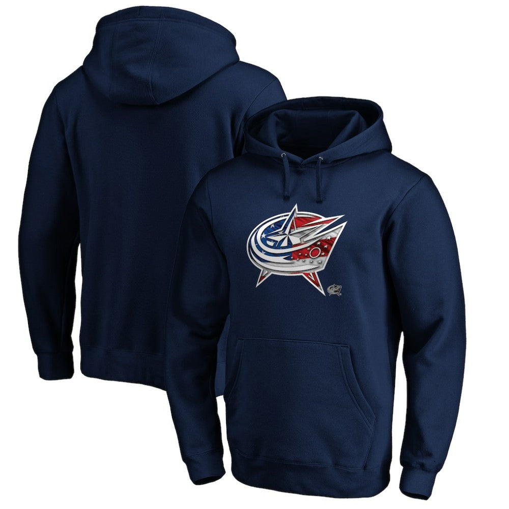 Columbus Blue Jackets Banner Wave Logo Pullover Hoodie